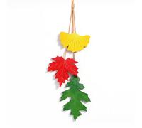 Fuerxy Leather Leaf Keychain, Fashion Green Bag Charm for Handbags Purse Bag Accessories Plant Lover Gifts, Red, Medium