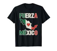 Fuerza Mexico Map Heart Pride Shirt Mexican Men Women Tee T-Shirt