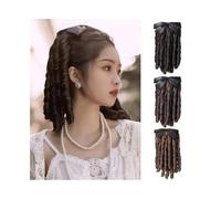 Fuffly Princess Curly Ponytail Extension Hair Comb Ponytail Hairpiece with Bow Synthetic Fiber Hair Ponytail Wigs(Dark Brown)