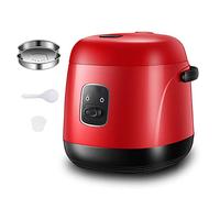 fUfIzU 1.2L Electric Rice Cooker with Steam & Rinse Basket, Portable Mini Rice Cooker, Nonstick, 15 Minutes Fast Cooking, Re-Heating, Keep Warm, for 2-4 People,Red