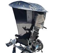 fUfIzU Electric Wheelchair Umbrella Canopy Awning, Adjustable Wheelchair Umbrella Sun Shade Rain Covers, Side Gauze Breathable, U-V Resistant Protection,With Handle