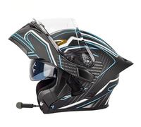 fUfIzU Motorcycle Helmet with Intercom Built-in Bluetooth Flip-Up, Modular Helmet, Anti-Fog Dual Visor, DOT ECE Approved, Black/White