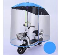 fUfIzU Motorcycle Umbrella Sun Shade Rain Cover, Electric Car Umbrella Canopy, Universal Car Motor Scooter Umbrella Mobility Sun Shade Rain Cover with Fully Enclosed Rain Curtain,Blue,C