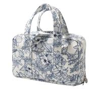 Fufumin Large Pencil Case Pouch Extra Big Pencil Bag, Wide Opening 5 Compartments Soft Corduroy Pencil Pouch Pen Bag Organizer Cute Aesthetic School Supplies for Girls Kids (A Navy Blue Flower)