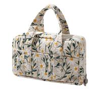 Fufumin Large Pencil Case Pouch Extra Big Pencil Bag, Wide Opening 5 Compartments Soft Corduroy Pencil Pouch Pen Bag Organizer Cute Aesthetic School Supplies for Girls Kids (A Embroidered Flowers)