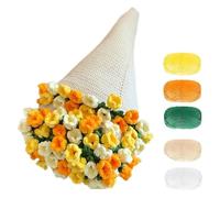fufupaw Bouquet Blanket, Knitted Blanket with Crochet Flowers, Flower Bouquet Blanket, Includes 9 Yarn Rolls, Crochet Hook and Needle, Birthday Gifts Bridesmaid Gift (DIY Material Package, No