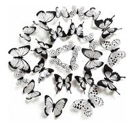 FUFUQUARE 12PCS 3D Black and White Simulation Butterfly Wall Stickers