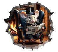 FUFUQUARE 3D Mouse Hole Wall Stickers Realistic Gentleman Mouse Wall Decal PVC Removable Peel and Stick for Skirting Board Corner Bedroom Reading Room Classroom
