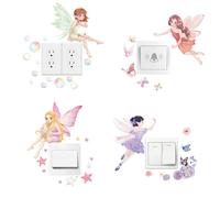 FUFUQUARE 4pcs Fairy Light Switch Stickers Pink Purple Princess Butterflies Wall Decals Peel and Stick for Light Switch, Outlets, Ledge, Girls Nursery Bedroom Living Room