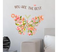 FUFUQUARE Butterfly Wall Stickers Floral Inspirational Quotes Motivational Positive Saying Wall Decals Peel and Stick for Kids Girls Bedroom Living Room Home Decoration