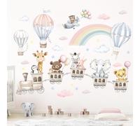 FUFUQUARE Cartoon Animal Train Wall Stickers Hot Air Ballon Wall Art Decals