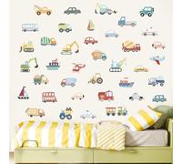 FUFUQUARE Cartoon Car Wall Stickers Transportation Construction Vehicles Wall Decals PVC Peel and Stick DIY for Boys Nursery Bedroom Playroom Living Room