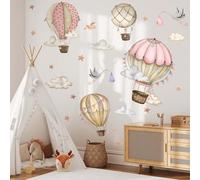 FUFUQUARE Cartoon Flying Birds Stars Clouds Hot Air Balloon Wall Stickers