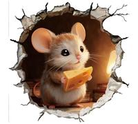 FUFUQUARE Cartoon Mouse Wall Sticker Wall Stickers 3D Funny Cheese Mouse Hole Wall Decals PVC Removable Peel and Stick for Skirting Board Corner Bedroom Kitchen 15 * 15cm