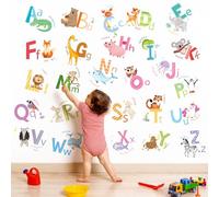 FUFUQUARE Colourful Animal Alphabet Wall Stickers Kids Educational Learning ABC Tigger Rabbit Wall Art Decals PVC Removable for Nursery Bedroom Living Room Classroom