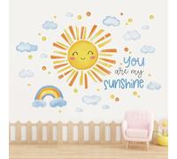 FUFUQUARE Inspirational Quote You are My Sunshine Yellow Sun Wall Sticker | Clouds PVC Peel and Stick Wall Decal for Nursery Bedroom Living Room Playroom Sofa TV Background Playroom