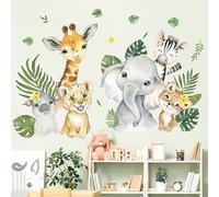 FUFUQUARE Jungle Animals Wall Decals Safari Elephant Giraffe Wall Stickers PVC Removable fpr Baby Nursery Kids Room Living Room Mural Decor