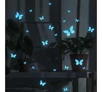 FUFUQUARE Luminous Blue Butterfly Wall Sticker Removable Glow in The Dark DIY Self-Adhesive Wall Decors for Living Room Bedroom Nursery Decoration