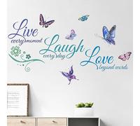 FUFUQUARE Motivational Inspirational Live Love Laugh Butterfly Wall Sticker