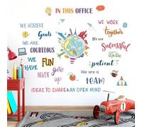 FUFUQUARE Office Inspirational Quotes Wall Decals Colorful Positive Sayings Peel and Stick Globe Wall Stickers for Work Motivational Teamwork Company