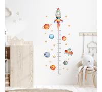 FUFUQUARE Rocket Height Chart Wall Stickers Cartoon Planets Theme 20 to 150cm Measurement Growth Wall Decals for Kids Nursery Bedroom Living Room Classroom