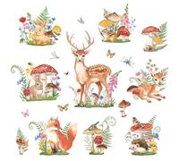 FUFUQUARE Spring Woodland Animals Wall Stickers Cartoon Deer Rabbit Squirrel Wall Art Decals Vinyl Removable Peel and Stick for Baby Kids Nursery Bedroom Living Room Playroom