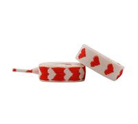FUFUYO Flat Heart Pattern Shoelaces 1.7cm Wide Replacement Shoe Laces for Women Men Kids Skate Boot Casual Shoes Red 140CM