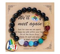 FUFYUKEY Pet Memorial Gifts, Pet Sympathy Gift, Rainbow Bridge Bracelet for Beloved Dog Cat, Loss of Dog Sympathy Gift, Pet Memorial Gifts for Women Men, Love Paw Print Dog Memorial (Black G)