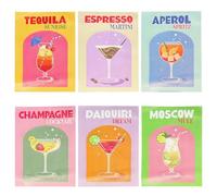 FUG 6 Pcs Paint by Numbers Kits for Adults, 20 x 30cm Cocktail Diamond Art Frameless Canvas Painting for Home Wall Decor