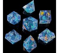 FugaCity Dice Set,Handmade Sharp Edge 7 Piece Resin Dice-Dungeon&Dragons Polyhedral Dice Set, D&D Dice Set with Gift Dice Case for RPG MTG Table Games