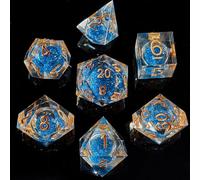 FugaCity Dice Set,Handmade Sharp Edge 7 Piece Resin Dice-Dungeon&Dragons Polyhedral Dice Set, D&D Dice Set with Gift Dice Case for RPG MTG Table Games