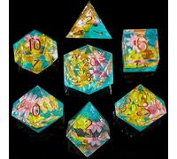 FugaCity Dice Set,Handmade Sharp Edge 7 Piece Resin Dice-Dungeon&Dragons Polyhedral Dice Set, D&D Dice Set with Gift Dice Case for RPG MTG Table Games