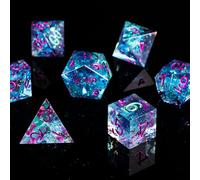 Fugacity DND Dice Set,Handmade Sharp Edge 7 Piece Resin Dice-Dungeons and Dragons Polyhedral Dice Set, D&D Dice Set with Gift Dice Case for RPG MTG Table Games (Lightning Purple)