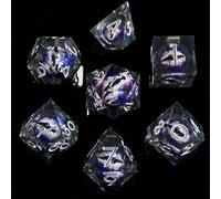 FugaCity DND Dice Set,Liquid Core Handmade Sharp Edge 7 Piece Resin Dice-Dungeons and Dragons Polyhedral Dice Set, D&D Dice Set with Gift Dice Case for RPG MTG Table Games （Dark Purple Eyeball