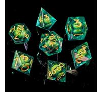 FugaCity DND Dice Set,Liquid Core Handmade Sharp Edge 7 Piece Resin Dice-Dungeons and Dragons Polyhedral Dice Set, D&D Dice Set with Gift Dice Case for RPG MTG Table Games