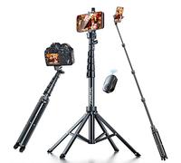 Fugetek 62" Selfie Stick Tripod for iPhone, Stable 4 Leg Design, Bluetooth Remote, Aluminum Stick & Legs, Lightweight, Portable All in One, Compatible with iPhone & Android, Non Skid Feet