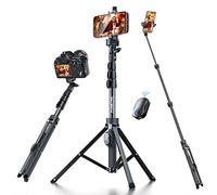 FugeTek All-in-One Professional Aluminium Selfie Stick & Tripod, Robust Bluetooth Remote Control for Apple and Android Devices, No Ski Tripod, Extendable up to 49 Inches, Black