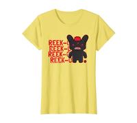 Fuggler Reek-O Black Hairy Fuggs Monster Text T-Shirt, Women, Lemon Yellow, Medium