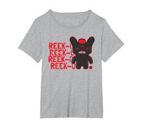 Fuggler Reek-O Black Hairy Fuggs Monster Text T-Shirt, Women's Plus, Heather Grey, 2X