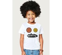 Fuggler Sasquoosh Budgie Face (White Red Light Purple Light Grey Yellow) T-Shirt in White | Size: 7-8 Years Fuggler White 7-8 Years