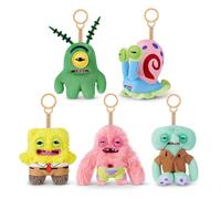 Fuggler SpongeBob 5-Inch Plush Keyring, 5 Pack, by ZURU - Funny Ugly Monster Stuffed Animal with Human-Like Teeth, Collectible Bag Charm for Kids, Tweens, Teens, Adults & Fans of Weird Plush
