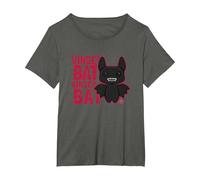 Fuggler Winged Bat Black Monster Text T-Shirt, Women's Plus, Asphalt Grey, 3X