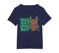 Fuggler Winged Bat Originals Monster Text T-Shirt, Women's Plus, Navy Blue, 2X