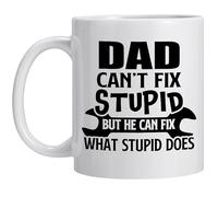 Fugifting Christmas Gifts for Dad,Funny dad can`t fix Stupid but he can fix What Stupid Does Coffee Mug,Fathers Day Birthday Gift for Dads,Funny Presents for Papa Daddy Father in Law