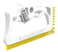Fuginator Scrub Brush for Tile and Grout: Stiff Nylon Bristle Scrubbing Brush - Bathtub and Shower Scrubber for Floor Joints and Tile Seams - Cleaning Brush (White/Yellow)