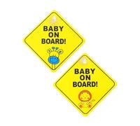FUGLUS 2pcs Baby an Bord Car Warning Signs 12x12cm Double Suction Cup Reusable Car Window Warning Signs (Giraffe + Lion)