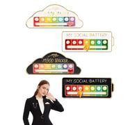 FUGLUS 4 Pieces My Social Battery Pin, Funny Social Mood Brooch in 2 Styles, Creative Social Battery Pin, Social Battery Pin for 7 Days, Women, Men, Gifts