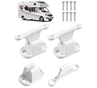 FUGLUS Kit of 2 T Shaped White Plastic Door Stops for Motorhome and Caravan, High Quality Accessories for Security and Protection of Caravan and Motorhome Doors, Includes Mounting Kit