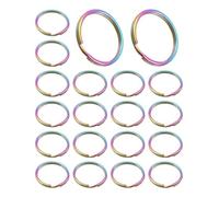 FUGLUS Rainbow Flat Key Chains, 20 Pcs 30mm Round Key Chains, Split Rings, Small Car Key Chains, Accessories, Small Round Keychains for Keys and Craft Supplies