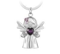 Fugoviin Guardian Angel Keyring with Gemstones and Lilac Flowers, Guardian Angel Lucky Charm with Elegant Gift Box, Small Gifts for Girlfriend, Mother, Sisters, etc., purple, kompakt